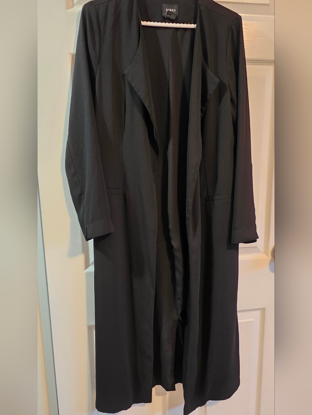 Press Brand Black Long Formal Open-Front Coat